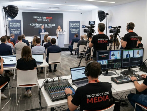 tudio de conférence de presse à Paris équipé pour la captation vidéo, les relations presse et les événements d'influence.
